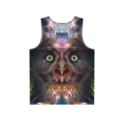 Complete Awareness men's tank top, front flat lay showing the third-eye visionary print.