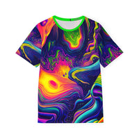 Front view of the Dimension 1111 sport tee, showing the all-over print design.