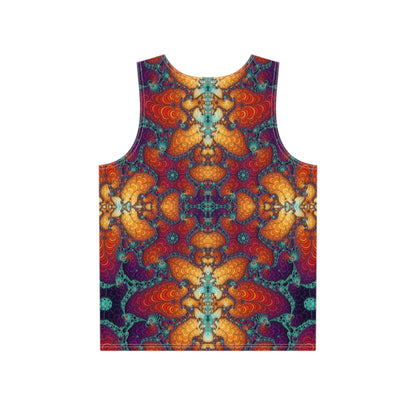 Close-up of the Psychedelic Fractal artwork on tank top fabric