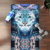 The Solitude V2 yoga mat with an edge-to-edge psychedelic print.