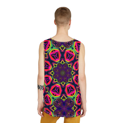 Front view of the Psychedelic Tracers Mandala tank top with the design edge to edge.