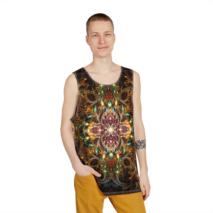 Angled view of the Sigil of Valor men's tank top design.
