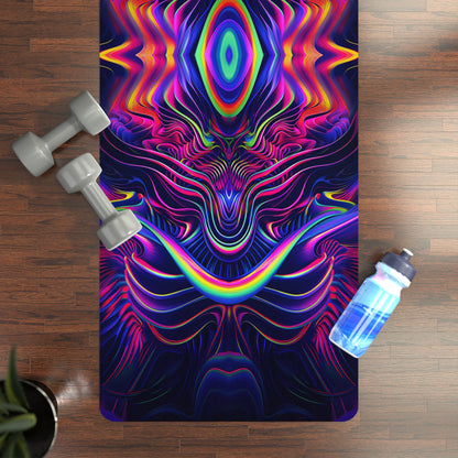 The Neon Effect yoga mat with an edge-to-edge neon print, suede top facing up.