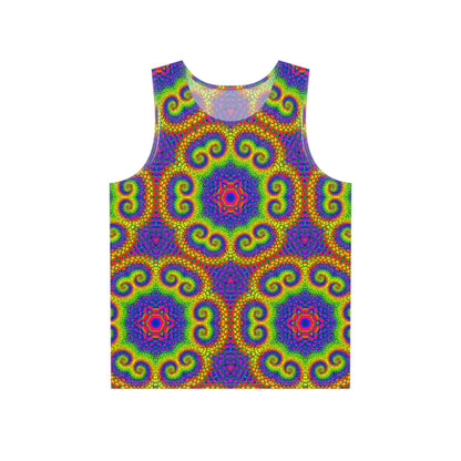 Honeycore Fractal men's tank top shown from the front, full print view.