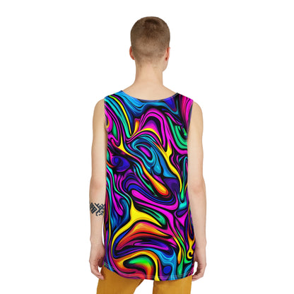 Angled view of the 'Blend In or Don't' men's tank top, showing the fit and drape of the fabric.