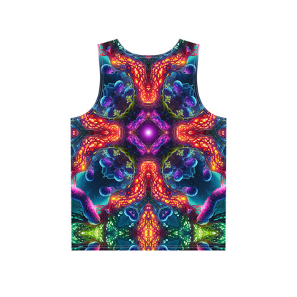 Mycoria men's tank top shown from the back.