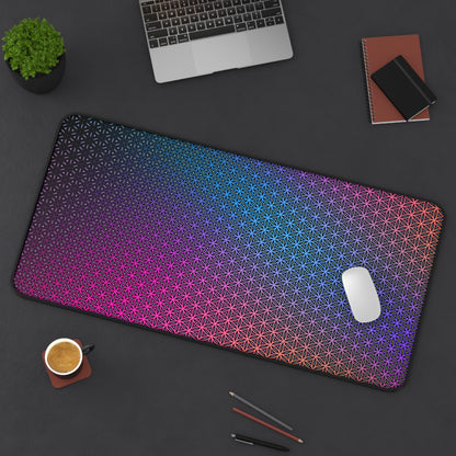 "Rainbow Flower of Life Pattern" DESK MAT (12x18)(12x22)(15.5x31)