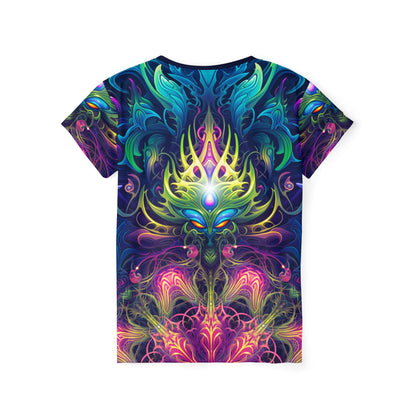 Back view of the Gatekeepers print on the women's sport tee.