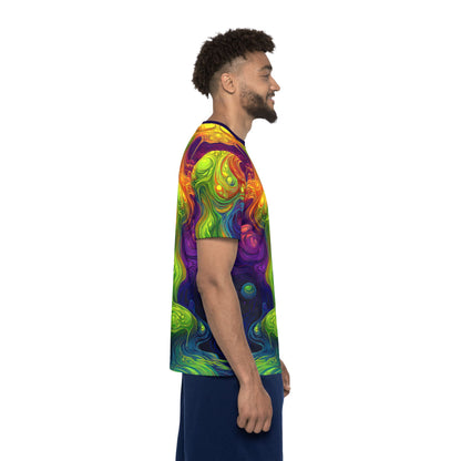 Full pattern view of the "I Love Lava Lamp" print men's sport tee.