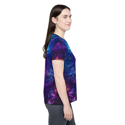 "Midnight Spell" women's sport tee, additional product photo showing the all-over print design.