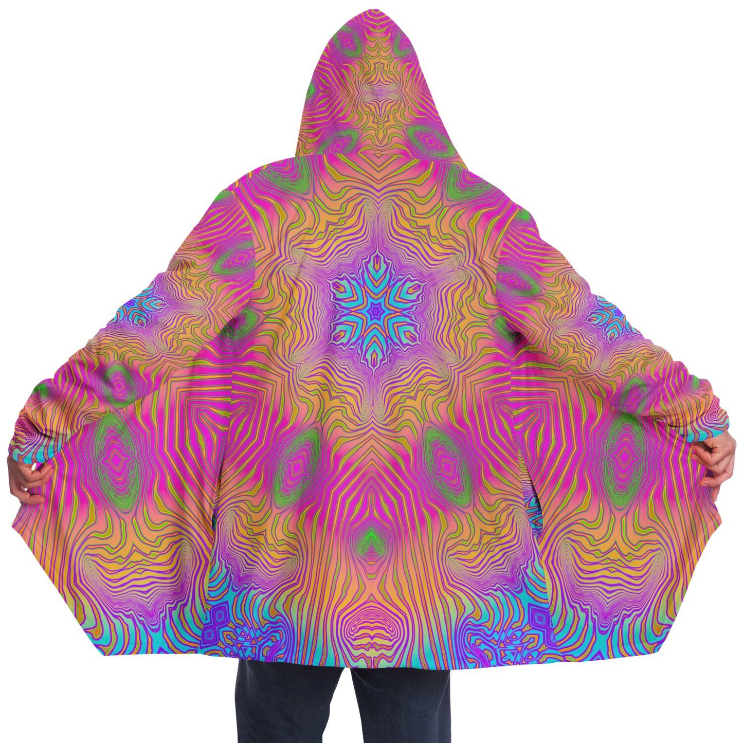"Neon King Mandala" HOODED CLOAK