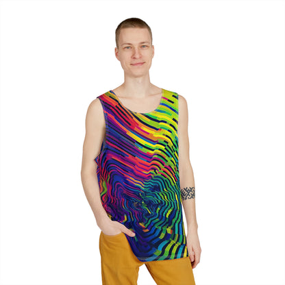 Close-up of the Digiprint print detail on the tank top.