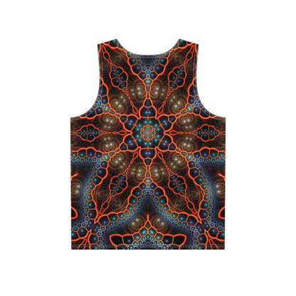 Close-up view of the print detail on the Starry Night men's tank top.