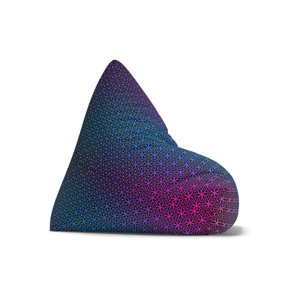 Back view of the Rainbow Flower of Life bean bag chair cover.