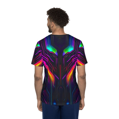 Angled view of the "Knight City" sport tee, showing the print from the side.