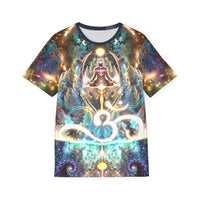Front view of the Density 432 sport tee, showing the all-over print design.