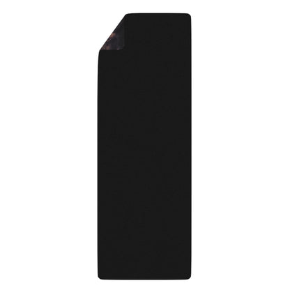 Front view of a rubber yoga mat featuring the Adieu V2 glowing triangle design.