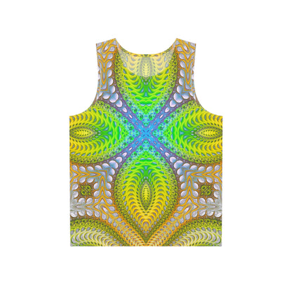 Flat lay of the Activation Initiated men's tank top showing the full print design.