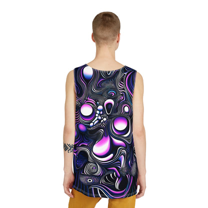 Folded view of the 'Time Is An Illusion' men's tank top on a plain background.