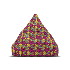 "Purple Yellow Blue Smiley Pattern" BEAN BAG CHAIR COVER