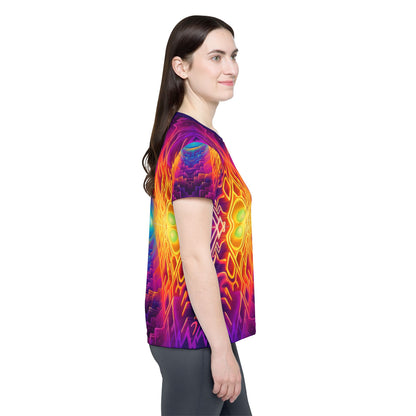 Maze of Life V3 women's sport tee shown fully spread to display the design.