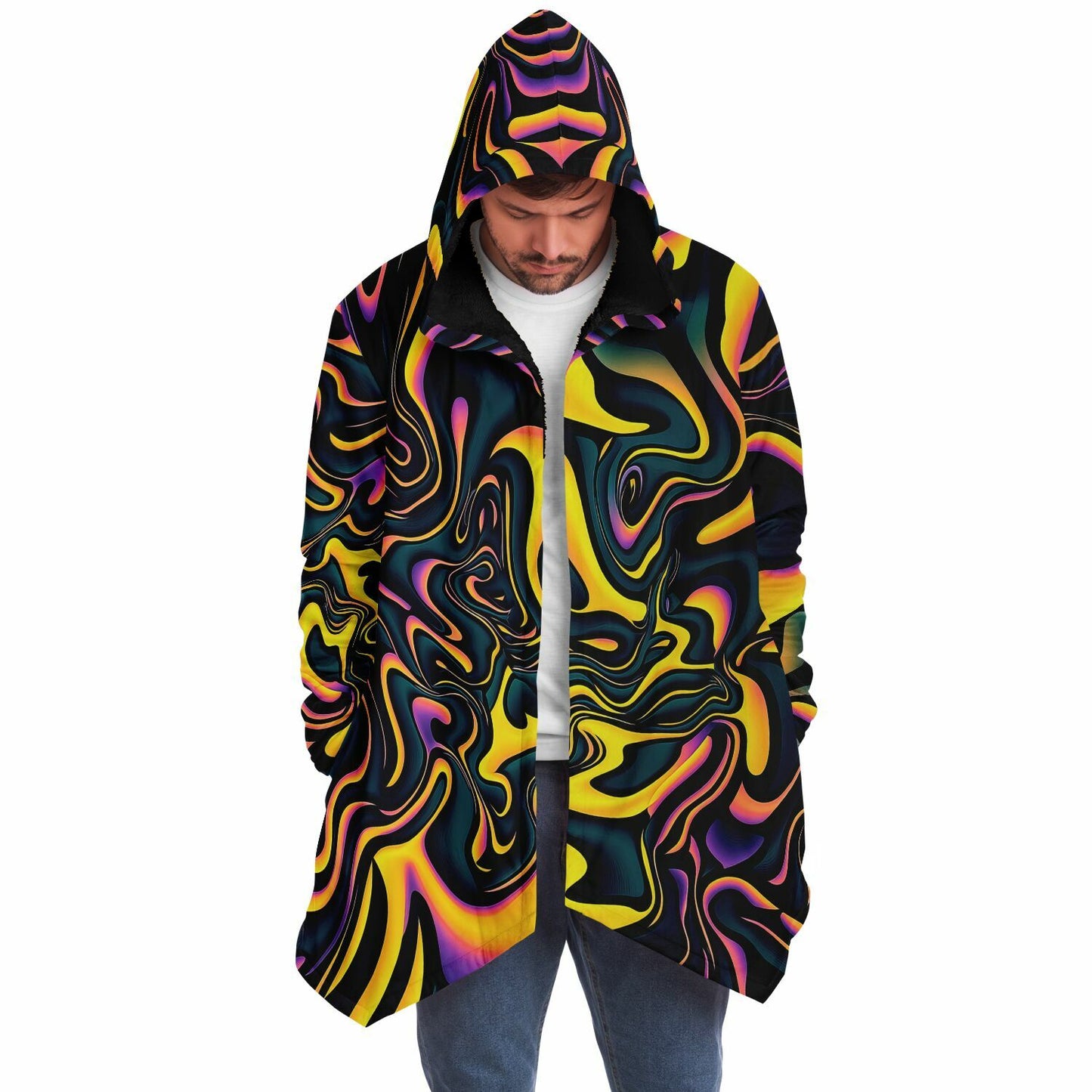 "Pink Plus Black Equals Yellow" HOODED CLOAK