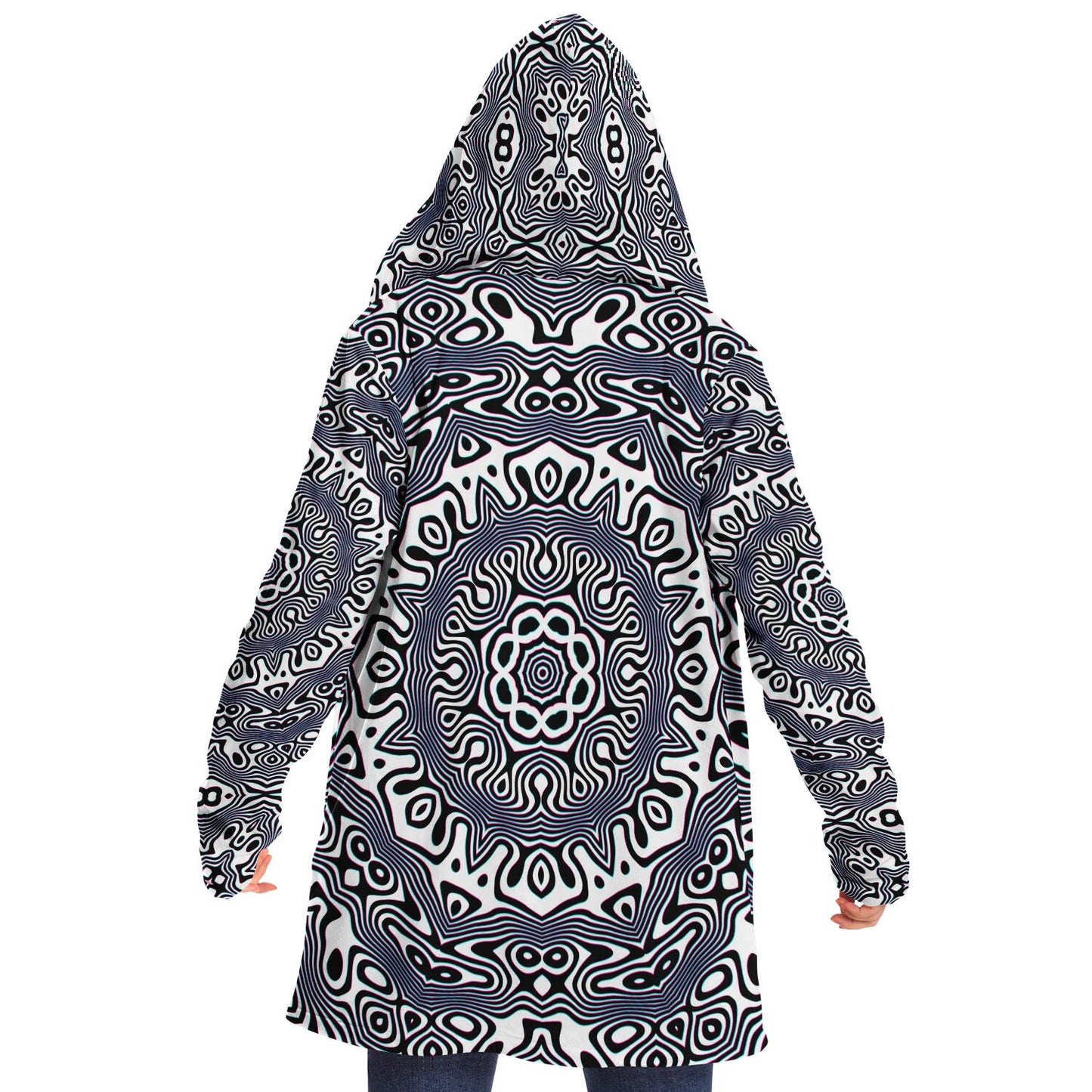 "Wild Cat Mandala (White)" HOODED CLOAK