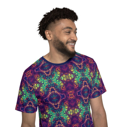 Wide view of the McTrippy men's sport tee showing the complete print layout.