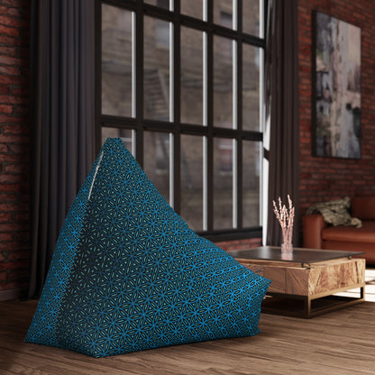 Detail shot of the Blue Flower of Life print near the cover's zipper.