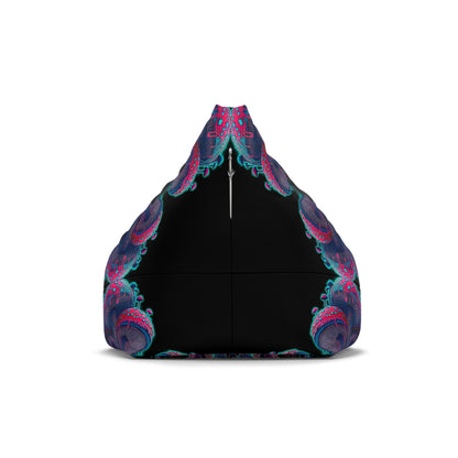 Mushroom Tree Mandala bean bag chair cover shown at a slight angle.