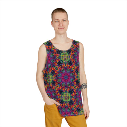 Flat lay of the men's tank top featuring the full 'Lucid Dream' graphic design.