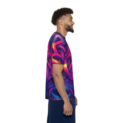 'Gra3D' sport tee for men, close-up of the sleeve print.