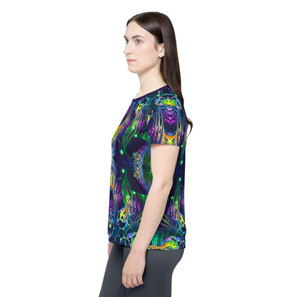 Angled product photo of the Awakened V2 women's sport tee