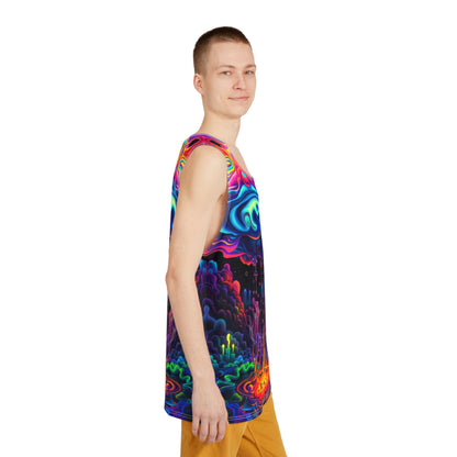 Acid Rain tank top folded, showing the psychedelic print pattern.