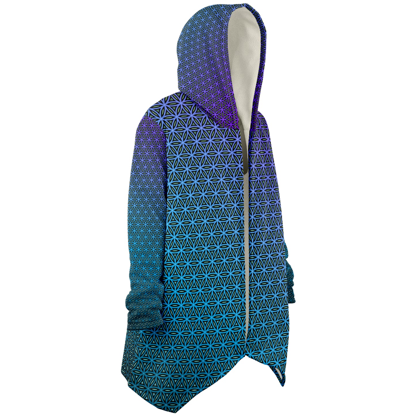 "Blue Flower of Life Pattern" HOODED CLOAK