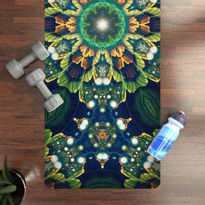 Close-up of the Nectar Blossom yoga mat print showing fine floral detail.
