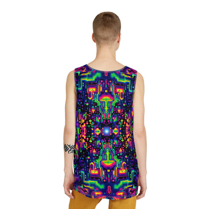 Folded view of the 'Trip Capacitor' men's tank top on a plain background.