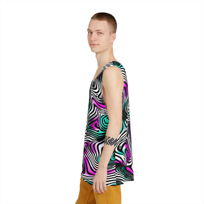 The 'Can't Catch This' men's tank top folded, showing the soft poly-spandex fabric texture.