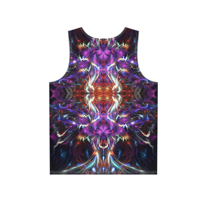 Close-up of the print detail on the 'Dragon Heart' men's tank top.