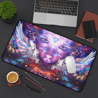 Lapis Philosophorum desk mat rolled up to show its flexible surface