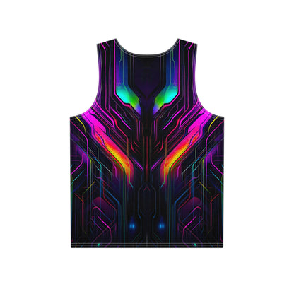 Close-up of the Knight City graphic printed on the tank top fabric.