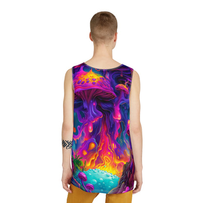 Back view of the Port Gillstown men's tank top showing the all-over print continuing across the fabric.