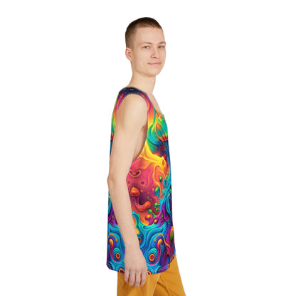 Fruits of the Void men's tank top laid flat.