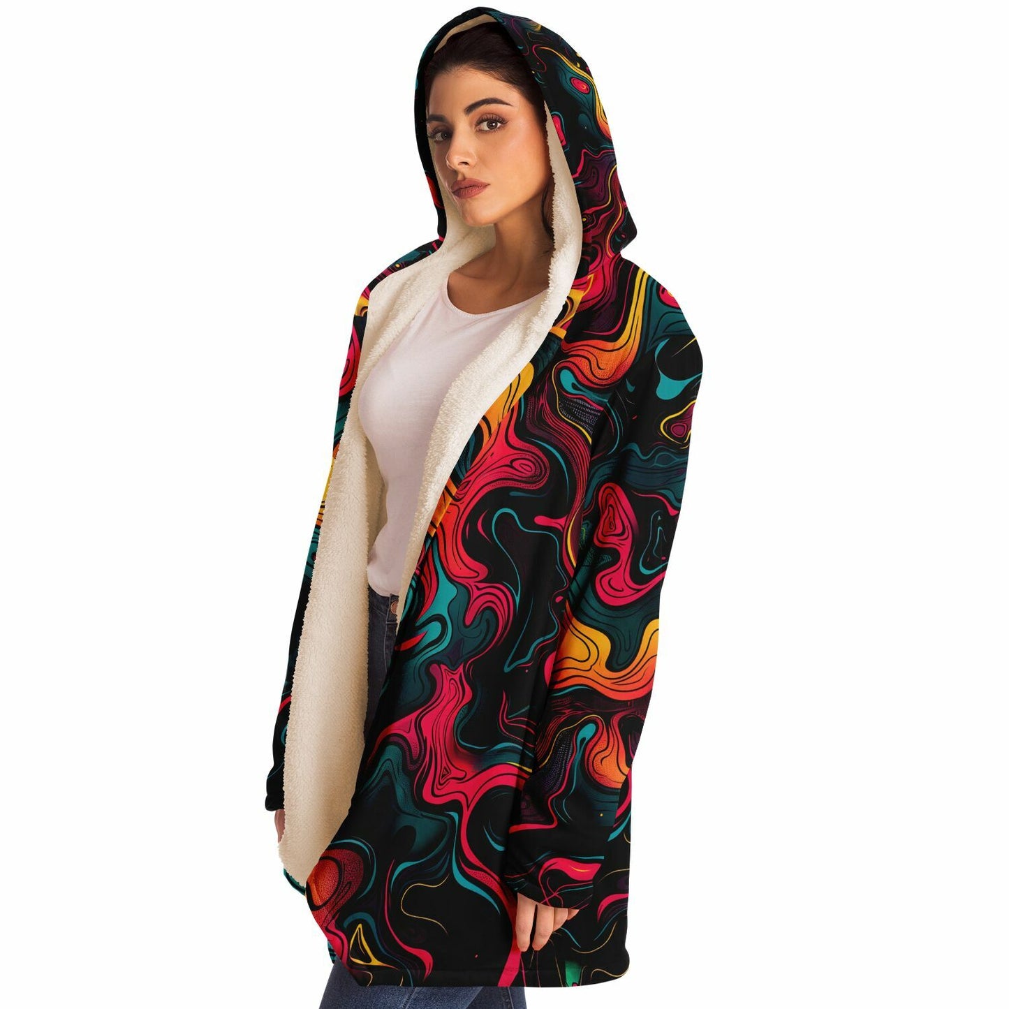 "Neon Oil" HOODED CLOAK