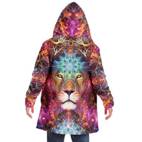 Back view of a male model wearing the Genesis hooded cloak.