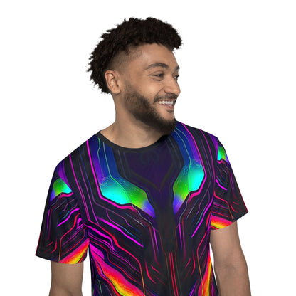 Hem detail of the "Knight City" sport tee, showing the fabric texture near the print edge.