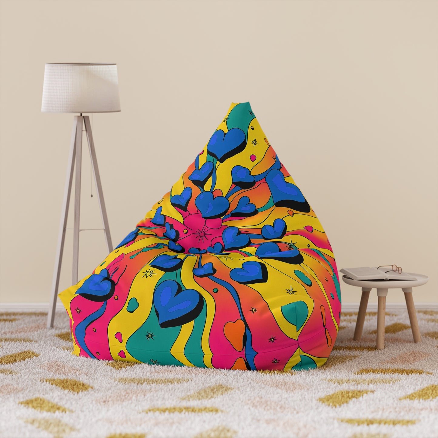 "Psychedelic Hearts" BEAN BAG CHAIR COVER