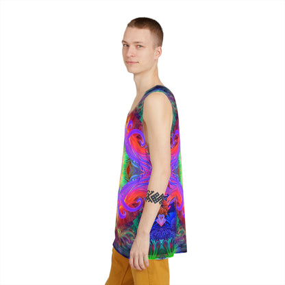 Another angle of the Anemone men's tank top print.
