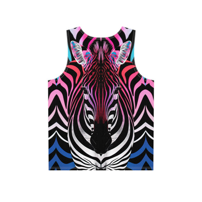 Close-up of the Psybra artwork on tank top fabric