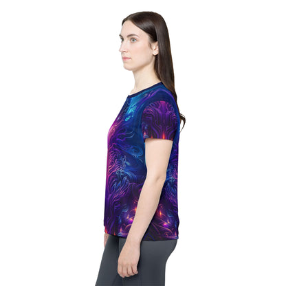 "Midnight Spell" women's sport tee, additional product photo showing the all-over print design.